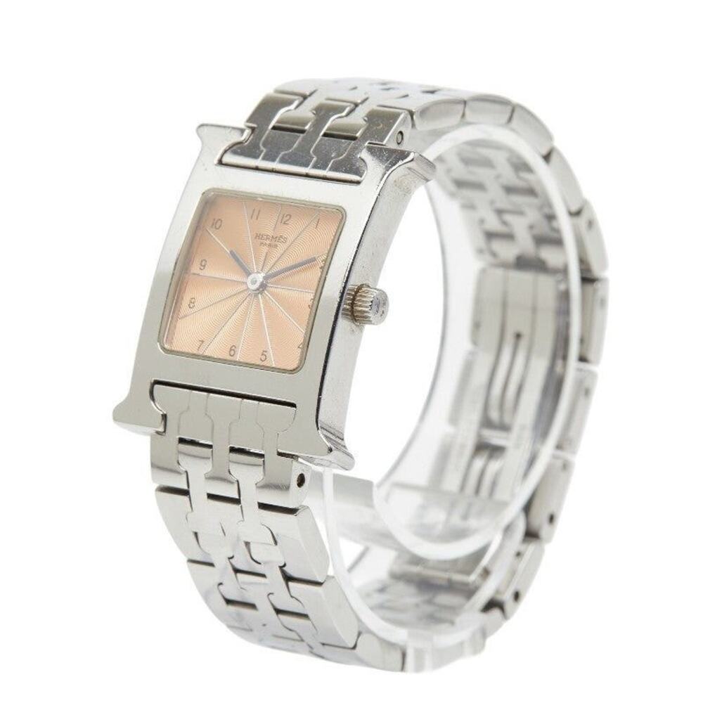 Hermes H-Watch HH1.210 Quartz Orange Dial Stainless Steel Watch Silver